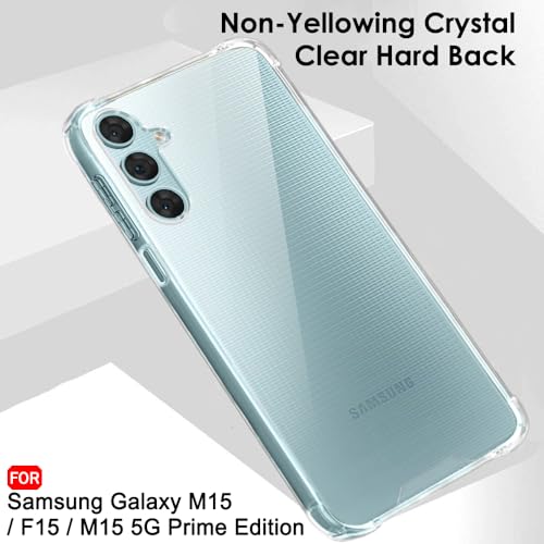 Image of TheGiftKart Crystal Clear Back Cover Case for Samsung Galaxy M15 / F15 / M15 5G Prime Edition | 360 Degree Protection | Shock Proof Design | Transparent Back Cover Case (PC & TPU, Transparent Bumper)