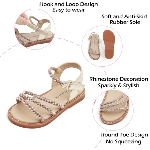 Image of PHIRAMIN Toddler Girl Sandals - Flower Girl Dress Shoes Open Toe Little Kid Flats