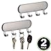 mDesign Metal Peel and Stick Adhesive 4 Hook Storage Rack - Wall Mount Organizer for Entryway, Mudroom, Hallway, Kitchen, Office - Holds Car/House Keys, Leashes - 2 Pack - Brushed Stainless Steel