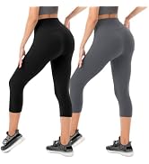 SINOPHANT Capri Leggings for Women - 2 Packs Buttery Soft Yoga Pants for Gym Athletic