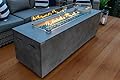70" Linear Rectangular Modern Concrete Fire Pit Table w/Glass Guard and Crystals (Gray)