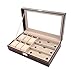 Produktbild NBVCX Wohnaccessoires Multifunktion 6-Schlitz-Uhrenbox 3-Schlitz-Brillen Aufbewahrungsorganisator Vitrine Abschließbare Uhrenbox mit Glasplatte Leder