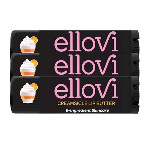 Ellovi Bálsamo labial natural Mantequilla de labios - Sabor a helado de naranja y crema (creamsicle) - Tan puro para comer, hecho con solo 6 ingredientes veganos - Cuidado hidratante para los labios