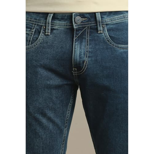 Image of Peter England Men Blue Mid Wash Jeans