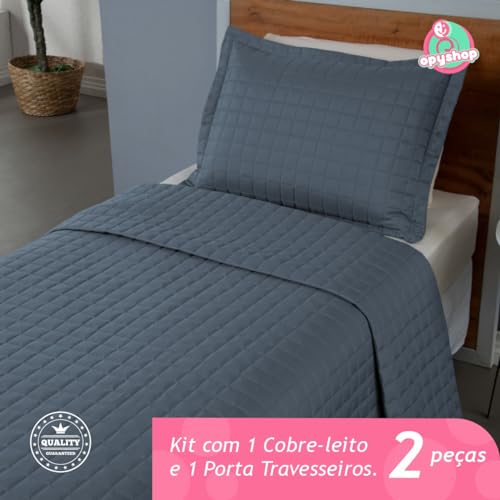 Cobre Leito Colcha Solteiro Toque Aveludado 300 Fios Copa Luxo Cores Duráveis (Azul)