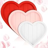 Maxcheck 3 Pcs Valentine's Day Heart Shape Wooden Serving Tray and Platters Decorative Wood Plate Dish Valentines Table Decorations for Snacks Cookies Fruits Candy Cheese Display Home Office