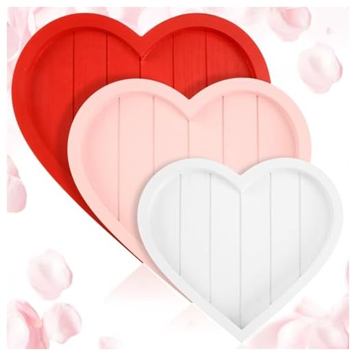 Maxcheck 3 Pcs Valentine's Day Heart Shape Wooden Serving Tray and Platters Decorative Wood Plate Dish Valentines Table Decorations for Snacks Cookies Fruits Candy Cheese Display Home Office