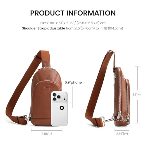 Image of befen Genuine Leather Sling Bag for Women, Anti Theft Crossbody Chest Bags