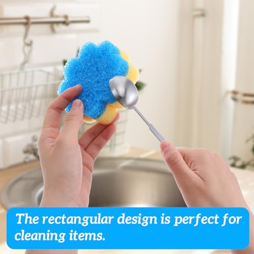 Image of Oruola 3pcs Flower Sponges, Dual-Sided Temperature Scrubbies for Dishes | Flower Kitchen Scrub Pads, Dish Washing Sponge,Dual-Sided Temperature Scrubby Sponges for Dish Bathroom Kitchen Washing Plus
