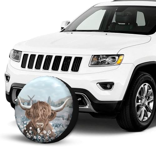 Image of Cow Spare Tire Cover Wheel Protector Weatherproof Wheel Cover Universal Decorative Accessories for Camper RV SUV Travel Trailer 14 inch