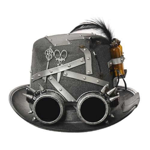 GRACEART Antique Silver Steampunk Top Hat