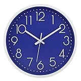Filly Wink Moderne Wanduhr, geräuschlos, nicht tickend, batteriebetrieben, leicht zu lesen, für Zuhause, Büro, Schule, 30,5 cm, Blau