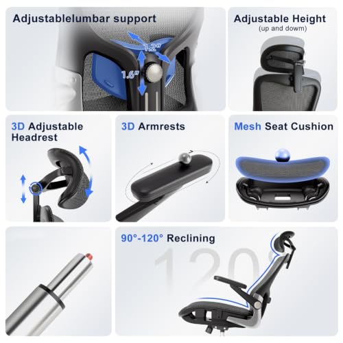 Image of marrap Ergonomic Office Chair, Adjustable Lumbar Support