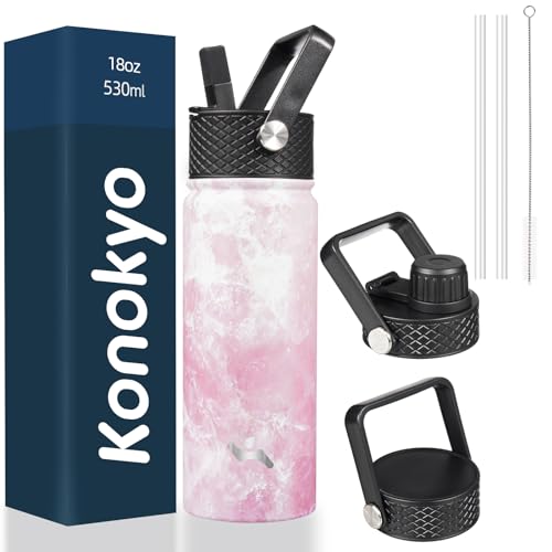 Image of Konokyo 18 oz Insulated Stainless Steel Water Bottle with Straw Lid