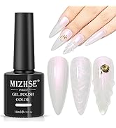 MIZHSE Pearl UV Nagellack Weiß Shimmer Perlweiss Gel Nagellack Glitzer mit Thread Shell Gellack U...