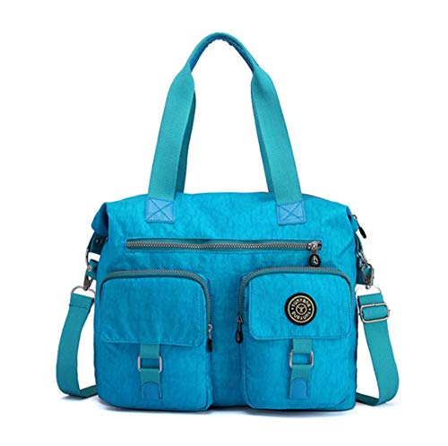 DNFC Damen Handtasche Schultertasche Groß Umhängetasche Wasserdicht Henkeltasche Beuteltasche Vintage Shopper Tasche für Frauen Mädchen (Hellblau)