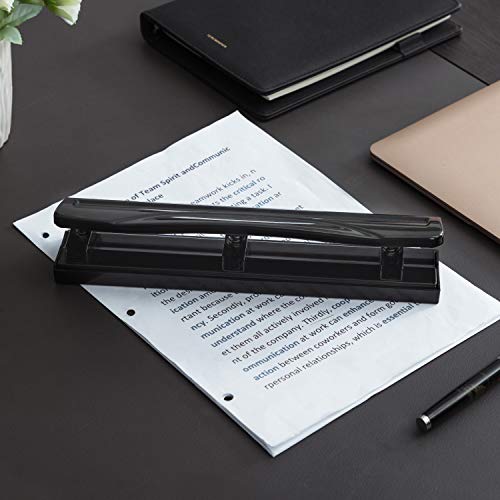 Image of Amazon Basics 3 Hole Punch with Easy-Clean Tray, 10 Sheet Capacity, Black, 6-Pack
