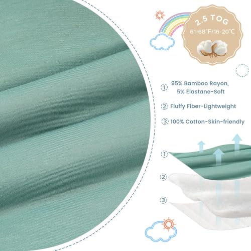 Image of ZIGJOY Swaddle Sleep Sack 3-6 Months, 2.5 Tog Winter Baby Wearable Blanket | Rayon Made from Bamboo, Long Sleeves, Arms Free, 2-Way Zipper, High Stretchy