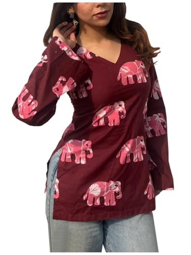 Image of ANNI Designer Cotton Short Kurti for Women | Stylish Kurti | Short Kurti Top | Casual Kurta for Women | Comfortable Cotton Kurtis for Womens