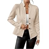 Damen-Jacken Übergang Elegant Jacke Damen Winter Mantel Mit Knöpfen Blazer Business Übergangsjacke Slim Blazermantel Stehkragen Herbstjacke Frauen Anzug Damenjacken Arbeit Büro Mäntel Casual