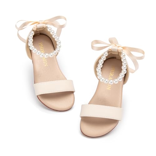 Image of PHIRAMIN Toddler Girl Sandals - Flower Girl Dress Shoes Open Toe Little Kid Wedding Party