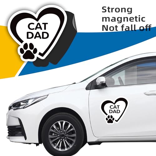 Image of Cat Dad Black Pawprint Magnet Decals - 5x5 Inch - Heavy-Duty Automotive Magnet Stickers for Car, Truck, SUV - Celebrate Feline Kitten Love - Perfect for Any Magnetic Surface (CAT DAD)