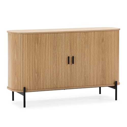 HOMN LIVING Aparador Mónaco 2 Puertas Color Azul, 120 cm (Ancho) 40 cm (Profundo) 75 cm (Altura)
