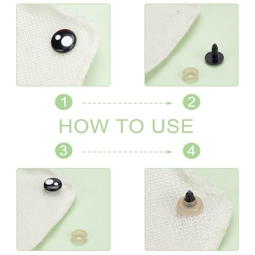 PH PandaHall 54 Sets Safety Eyes for Crochet Craft Eyes Amigurumi Safety Eyes Kawaii Eyes with Washers for DIY Stuffed Animals Puppets Bear Crafts Amigurumi Making 8/12/14/16mm - Image 4