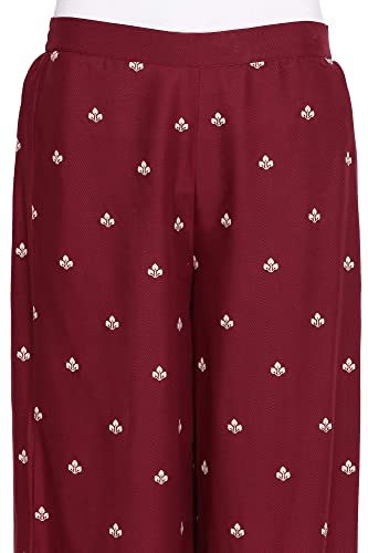 Image of Wishful By W Women Maroon Solid Straight Kurta-Parallel Pants-Dupatta Set