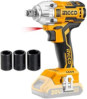 Ingco 20V Brushless Lithium-Ion Impact Wrench with 3Pcs Sockets, 1/2 Inch, 300NM (Body Only) CIWLI20010