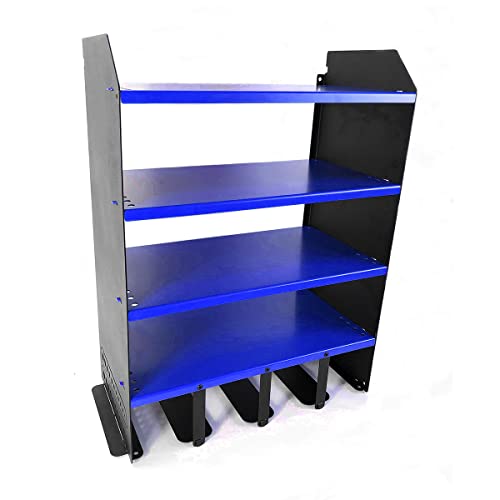 MegaMaxx Power Tools Storage Charging Station with 4 Tool Hanging Capacity and 4 Shelf - Wall Mount Toolbox Rack Cabinet for Home, Workshop, DIY Garage Hand Tools Organiser (Blue)