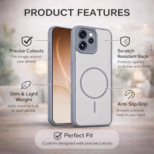Image of AeoFit Ultra Slim-Fit Back Cover for Motorola Moto Edge 70 Fusion 5G |Hard PC Case Cover| Ultra-Thin & Light Weight Case Cover for Moto Edge 70 Fusion (Grey)