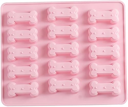 1 molde de silicona con forma de hueso de cumpleaños para perro, 15 cavidades, bandejas reutilizables para galletas de caramelo de hielo, gelatina