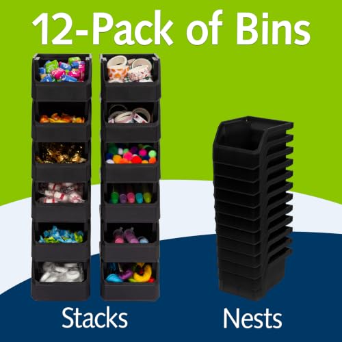 ReadySpace Extra-Small Stackable Plastic Storage Bins, 12-Pack, Black by ReadySpace - Used condition - Image 3