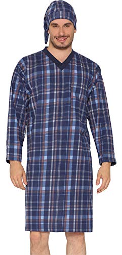Timone Camisón Pijama Ropa de Cama Hombre TIDR5001 (Azul Marino Cuadritos, XXL)