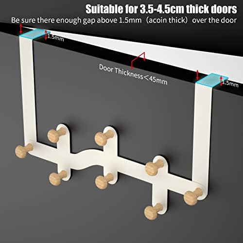 LUCYCAZ Over The Door Hook Hanger - 8 Hooks Heavy Duty Over Door Coat Hooks Towel Rack for Bedroom, Bathroom, Kitchen, White