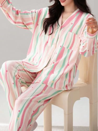 Image of LITZO Womens Korean Night Dress || Pyjama Set ||Korean Nightsuit || Women Nightwear ||Round Neck Half Sleeve Nightsuit || Loungewear || Everyday Nightdress (L-221-227)