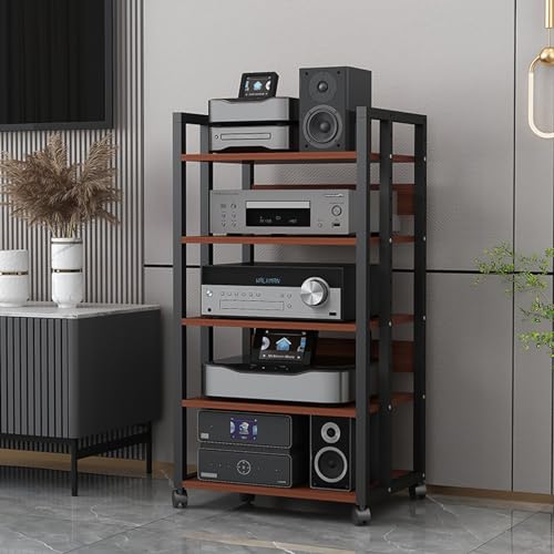 Support multimédia AV étagère bois cadre acier meuble rangement composants stéréo maison