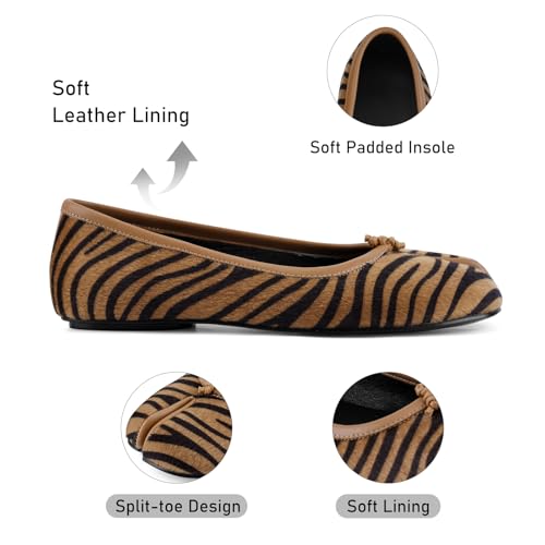Image of VBDB Tabi Ballet Flats Shoes for Women Rounde Toe Wide Width Split Toe Low Heel Comfortable Flats Shoes