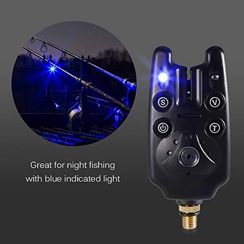 YIWENG Alarm Set, Wireless Fishing Bite Alarms Set Digital Fishing Alarm Kit LED Alarm Indicator Alert Bell Receiver Fishing Tackle with Zippered Box, Jy-19-3 - Thumbnail 4