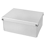 Pop n’ Store Decorative Storage Box with Lid, Collapsible and Stackable, Medium Document Box, Interior Size (12”x8.5”x5.8”) White