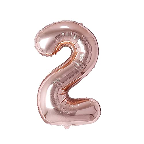 Image of Rozi Decoration 32 inch Inch Rose Gold 2 Number Foil Balloons Pack of 2 Numbers | 2nd Anniversary Decoration Items | 2 Number for Birthday Decoration