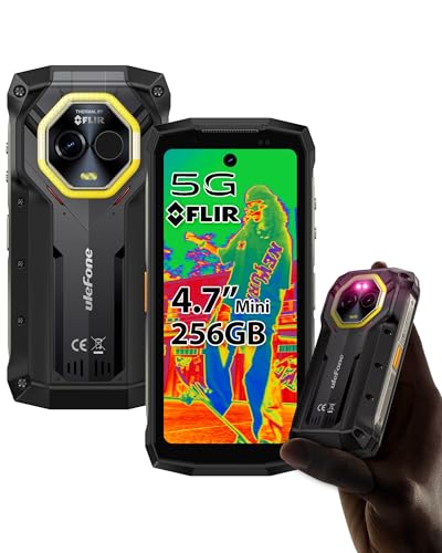 Ulefone Armor Mini 20T Pro 5G Rugged Smartphone 4.7 Thermal Imaging 256GB ROM 2TB Expand, Android 14, Corning Gorilla Glass, 33W 6200mAh Wireless, 50MP+32MP Waterproof, Flashlight & Warning Light