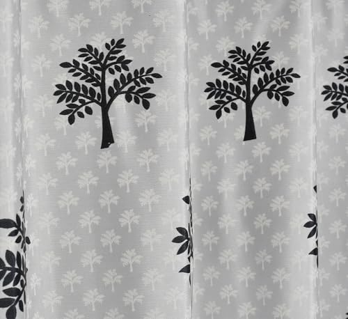 Image of Printed Tree 2 Piece Polyester Home & Living Room Eyelet Door Curtain - 7 Feet, Grey
