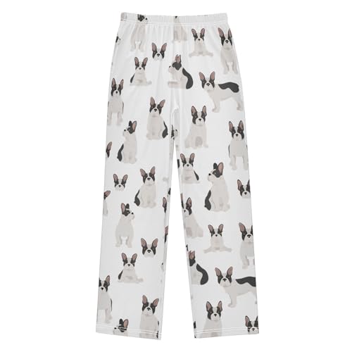 Boys' Pants Dog French Bulldog White Long Bottoms Jogger Pants Elastic Waist Trousers with Pockets S-XL