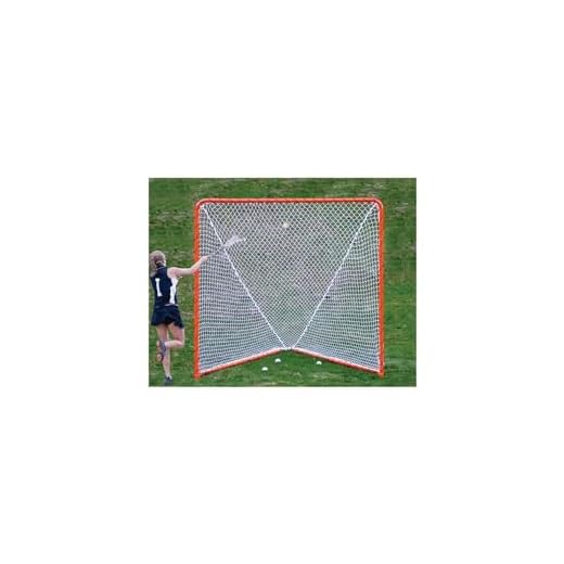 EZGoal 2” Professional folding 6' x 6' lacrosse Metal Goal with a Pro LAX Rocket Throwback Rebounder Trainer to Practice Your Passes and Catches, Orange, 6 x 6-Feet (87615)