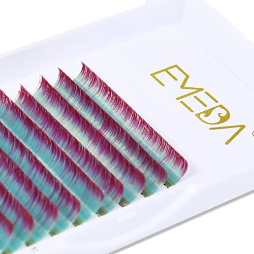 Emeda Two Tone Ombre Colored Lash Extensions Blue Color Easy Fan Volume Lashes Colorful 2D-20D Rapid Automatic Blooming Flower Self Fanning Volume Eyelash Extensions (0.07Mm D Curl 9-15Mm Mix Blue) #TOP14