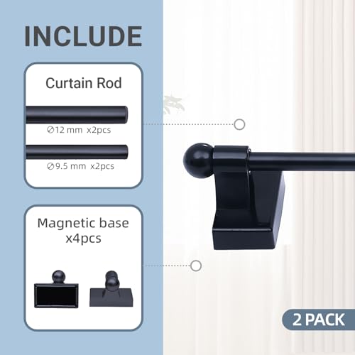 WL.Rocaille Adjustable Magnetic Rods for Mental Appliance, Doors, Windows,16 to 28 Inch/2 Pack/Easy Installation Toilet Towel Bar, Muti-Useful (Black, 2pack) - Thumbnail 5