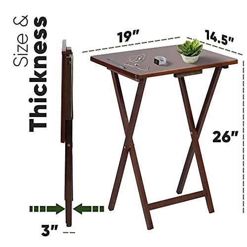 Pj Wood Folding Tv Tray & Snack Table Set Of 2 - Honey Oak #TOP4