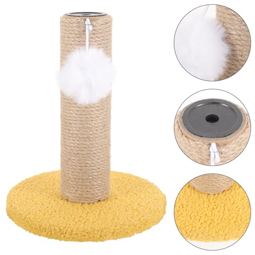 Rascador para gatos COHEALI vertical con cuerda de sisal amarilla miniatura 7